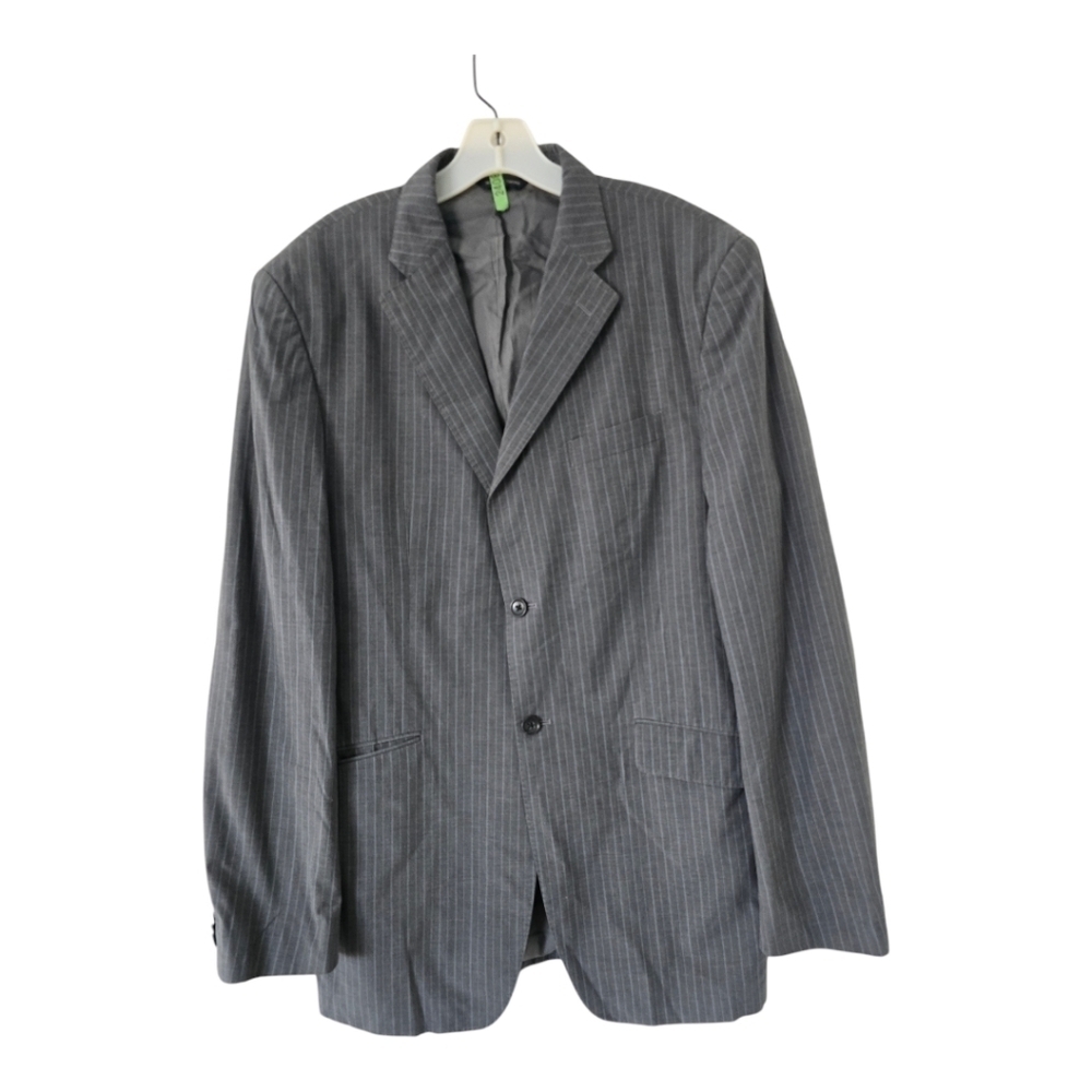 Banana Republic Blazer Sports Coat Men 44L Gray PinStriped 2button Exellcent